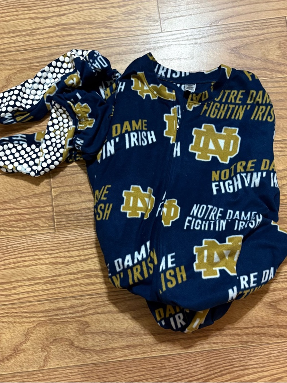 NCAA Notre Dame Fighting Irish Fleece Footie Sleeper Pajamas Union Suit Large